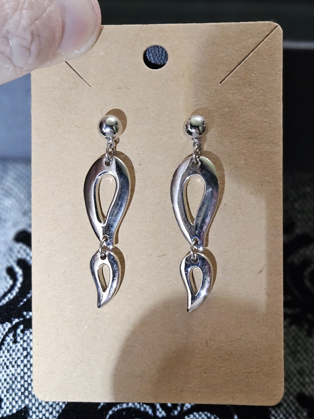 Silver Abstract Drop Earrings